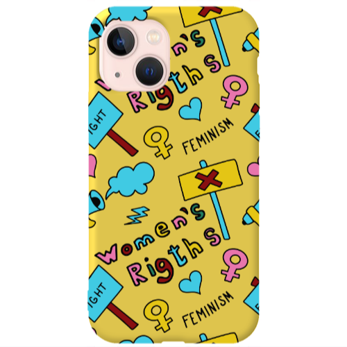 Apple iPhone 13 Feminism Yellow Colored Silicone TPU Θήκη