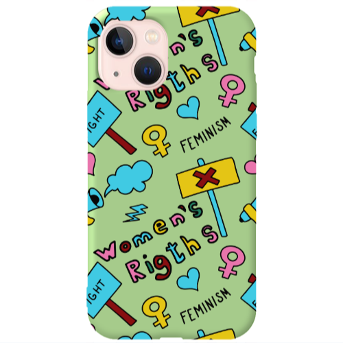 Apple iPhone 13 Feminism Light Green Colored Silicone TPU Θήκη