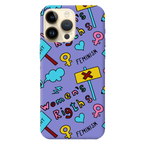 Apple iPhone 13 Pro Max Feminism Purple Colored Silicone TPU Θήκη