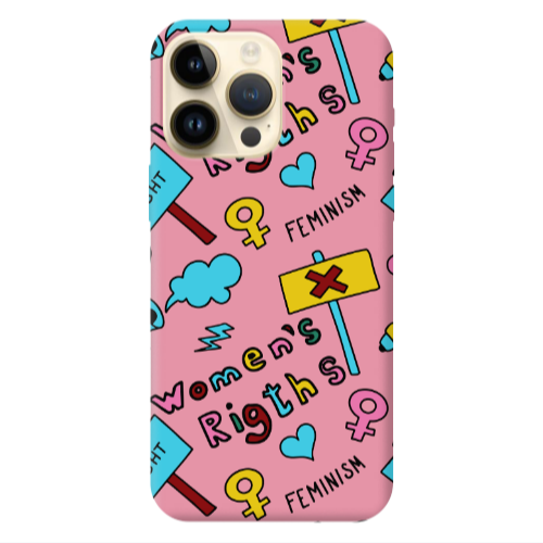 Apple iPhone 13 Pro Max Feminism Pink Colored Silicone TPU Θήκη