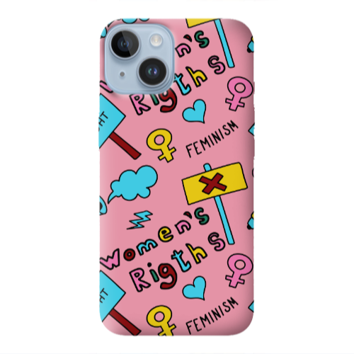 Apple iPhone 14  Feminism Pink Colored Silicone TPU Θήκη