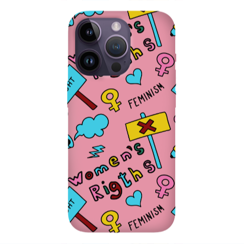 Apple iPhone 14 Pro  Feminism Pink Colored Silicone TPU Θήκη