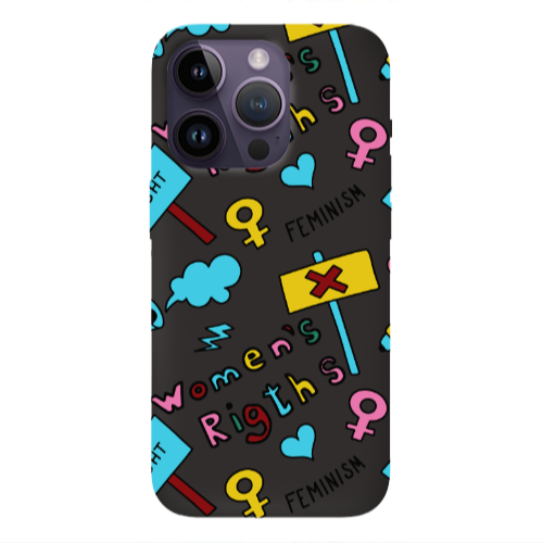 Apple iPhone 14 Pro Max Feminism Black Colored Silicone TPU Θήκη