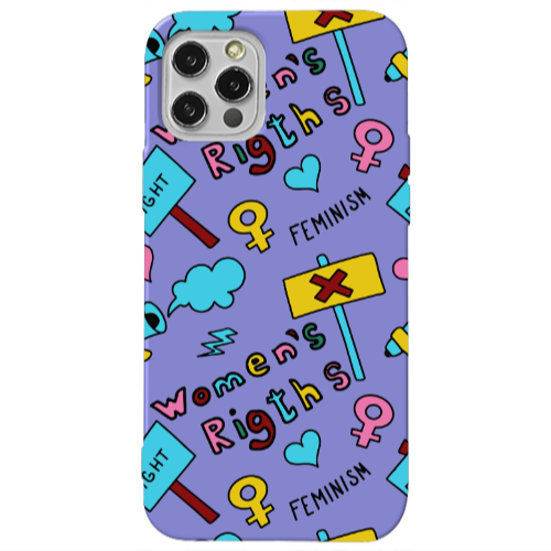 Apple iPhone 13 Pro Feminism Purple Colored Silicone TPU Θήκη