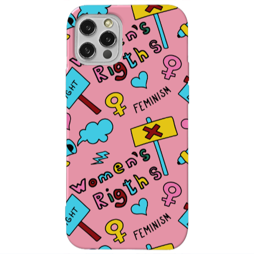 Apple iPhone 13 Pro Feminism Pink Colored Silicone TPU Θήκη