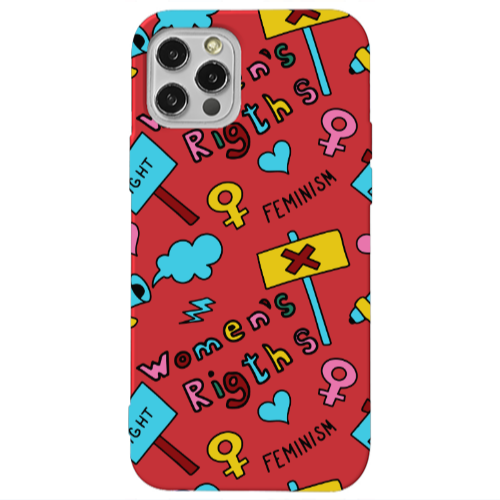 Apple iPhone 13 Pro Feminism Red Colored Silicone TPU Θήκη