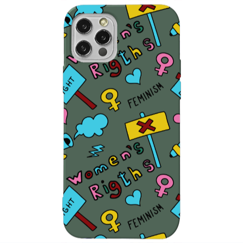 Apple iPhone 13 Pro Feminism Dark Green Colored Silicone TPU Θήκη