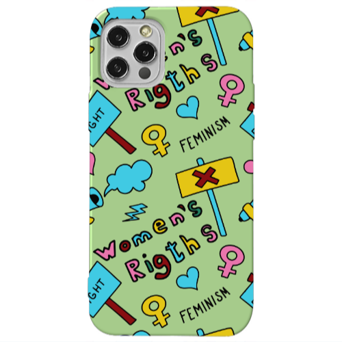 Apple iPhone 12 Pro Feminism Light Green Colored Silicone TPU Θήκη