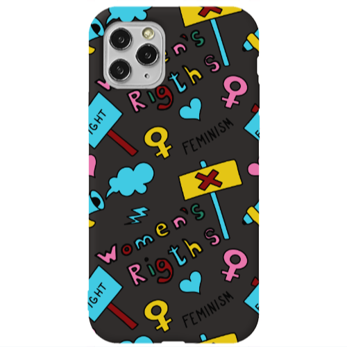 Apple iPhone 11 Pro Max Feminism Black Colored Silicone TPU Θήκη