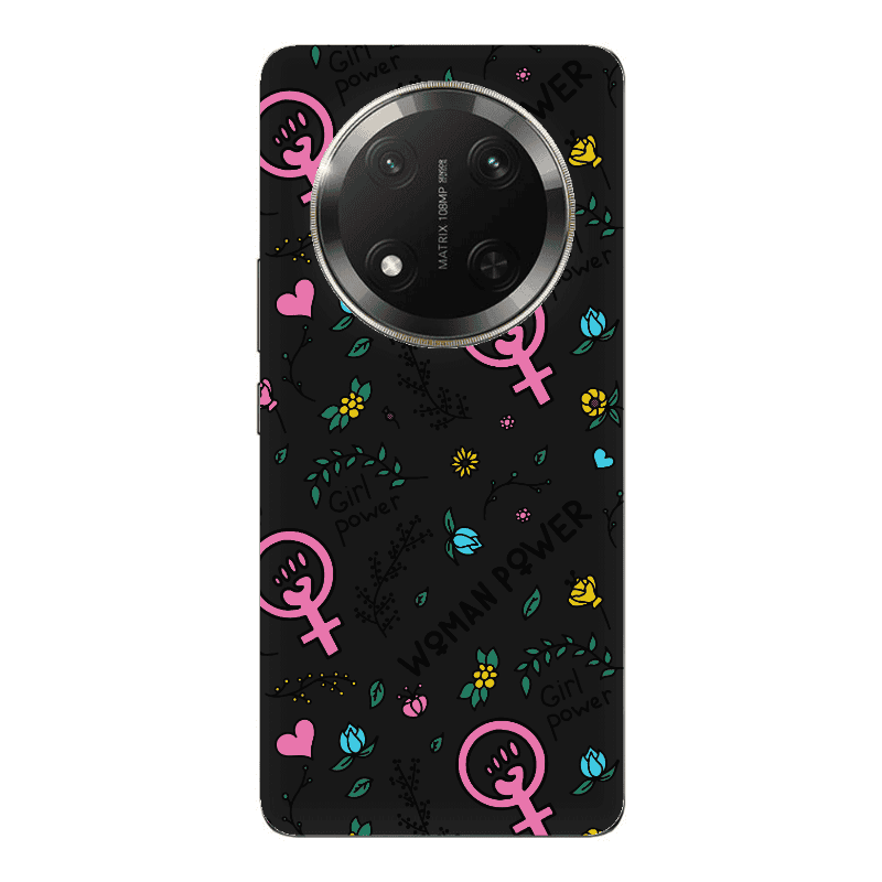 Honor Magic 7 Lite Woman Power Black Colored Silicone TPU Θήκη