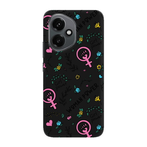 Honor Magic 400 Woman Power Black Colored Silicone TPU Θήκη