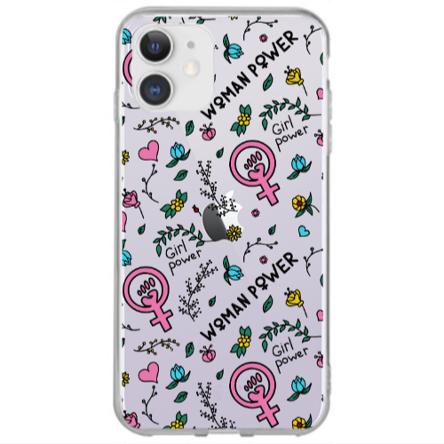 Apple iPhone 12 Woman Power Transparent Silicone TPU Θήκη