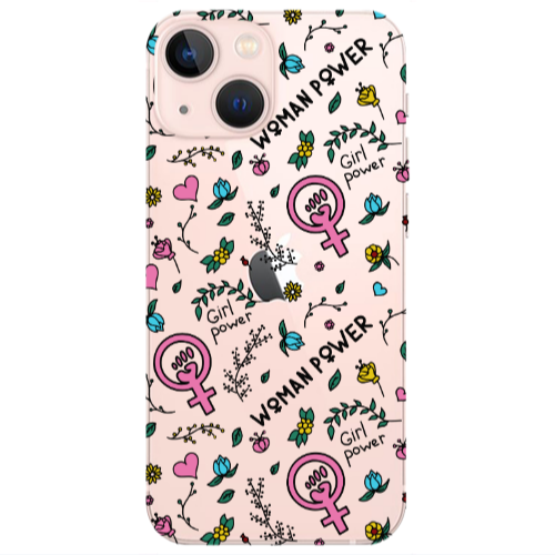Apple iPhone 13 Woman Power Transparent Silicone TPU Θήκη