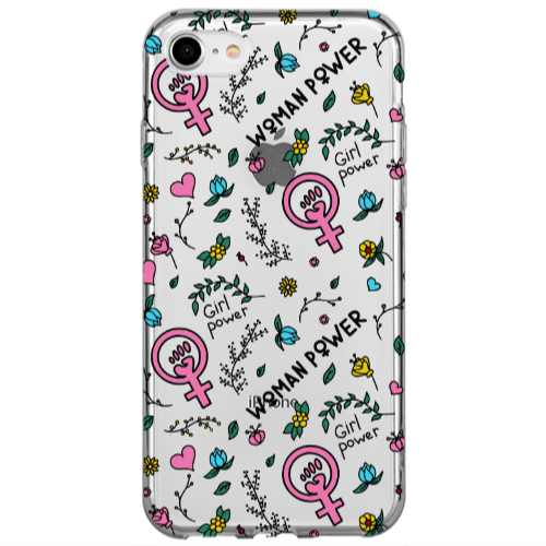 Apple iPhone 7 Woman Power Transparent Silicone TPU Θήκη