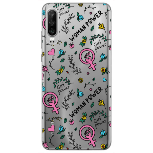 Huawei P30 Woman Power Transparent Silicone TPU Θήκη