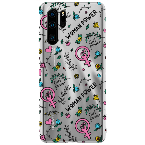 Huawei P30 Pro Woman Power Transparent Silicone TPU Θήκη