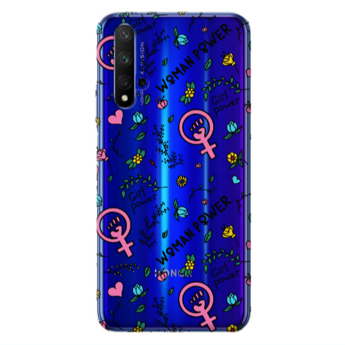 Huawei Nova 5 T Woman Power Transparent Silicone TPU Θήκη