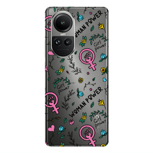 Oppo Reno10 5G Woman Power Transparent Silicone TPU Θήκη