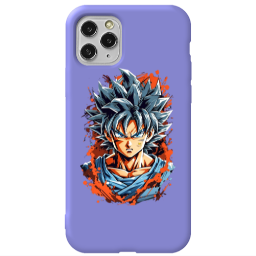 Apple iPhone 11 Pro Anime Goku Purple Colored Silicone TPU Θήκη