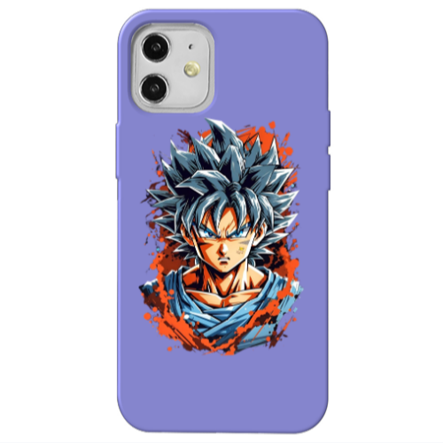 Apple iPhone 12 Anime Goku Purple Colored Silicone TPU Θήκη