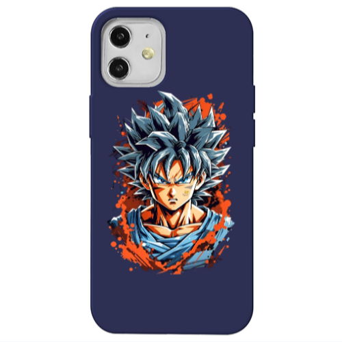 Apple iPhone 12 Anime Goku Dark blue Colored Silicone TPU Θήκη