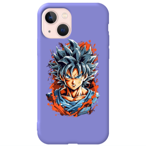 Apple iPhone 13 Anime Goku Purple Colored Silicone TPU Θήκη