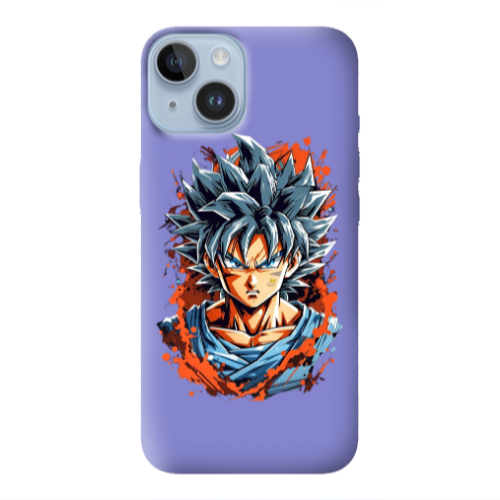 Apple iPhone 14  Anime Goku Purple Colored Silicone TPU Θήκη