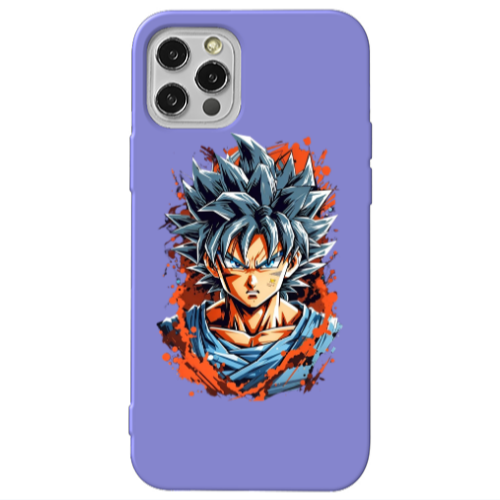 Apple iPhone 12 Pro Anime Goku Purple Colored Silicone TPU Θήκη