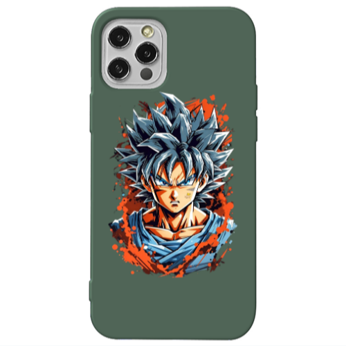 Apple iPhone 12 Pro Anime Goku Dark Green Colored Silicone TPU Θήκη