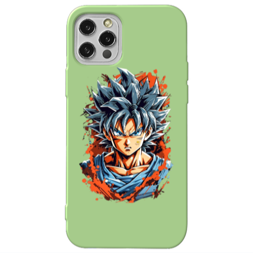 Apple iPhone 12 Pro Anime Goku Light Green Colored Silicone TPU Θήκη