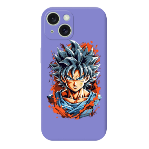 Apple iPhone 15 Plus Anime Goku Purple Colored Silicone TPU Θήκη