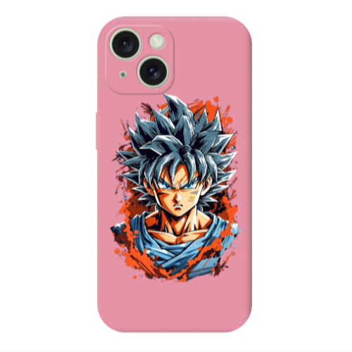 Apple iPhone 15 Plus Anime Goku Pink Colored Silicone TPU Θήκη