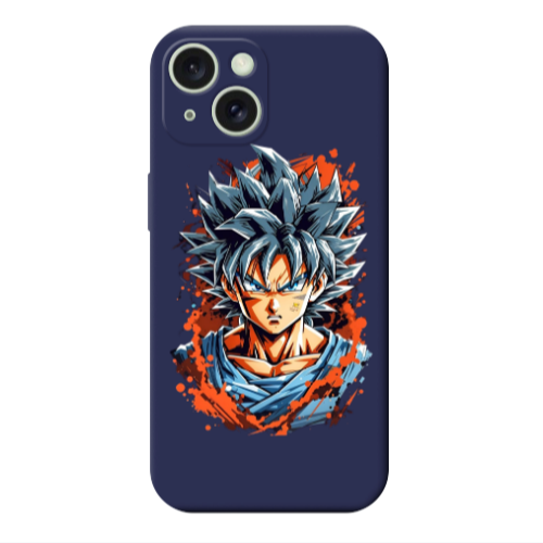 Apple iPhone 15 Plus Anime Goku Dark blue Colored Silicone TPU Θήκη