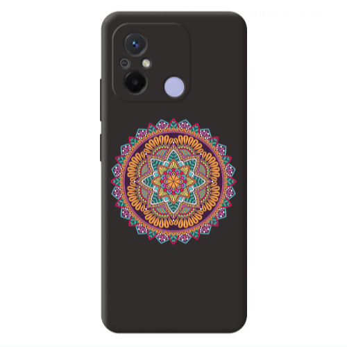 Xiaomi Redmi 12C Mandala D102 Black Colored Silicone TPU Θήκη
