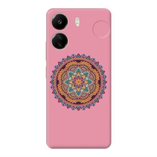 Xiaomi Redmi 13C Mandala D102 Pink Colored Silicone TPU Θήκη