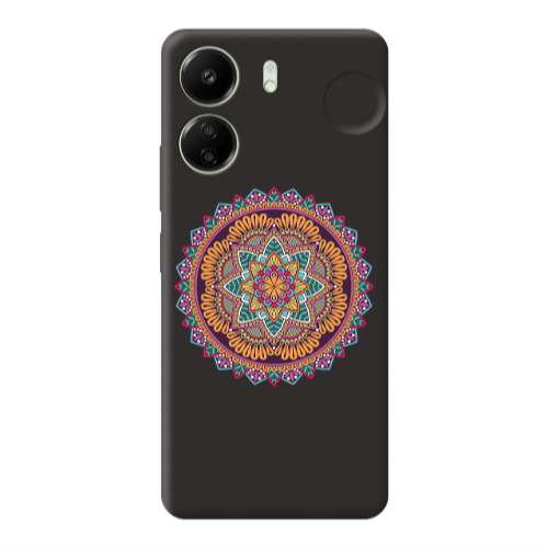 Xiaomi Redmi 13C Mandala D102 Black Colored Silicone TPU Θήκη