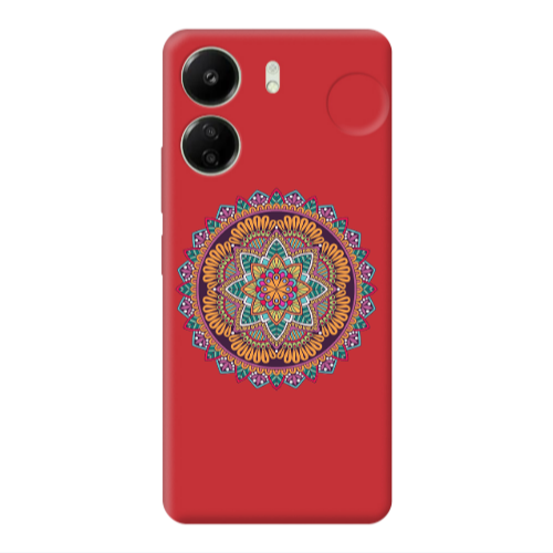 Xiaomi Redmi 13C Mandala D102 Red Colored Silicone TPU Θήκη