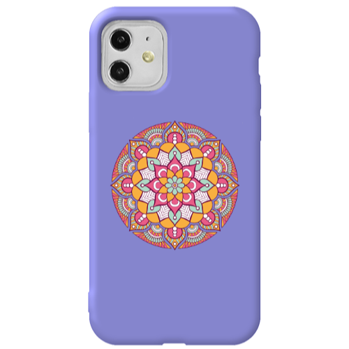 Apple iPhone 11  Mandala D103 Purple Colored Silicone TPU Θήκη