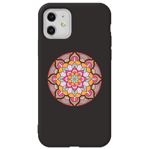Apple iPhone 11  Mandala D103 Black Colored Silicone TPU Θήκη