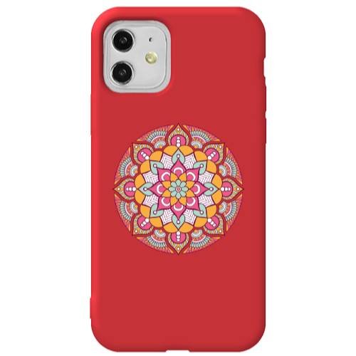Apple iPhone 11  Mandala D103 Red Colored Silicone TPU Θήκη