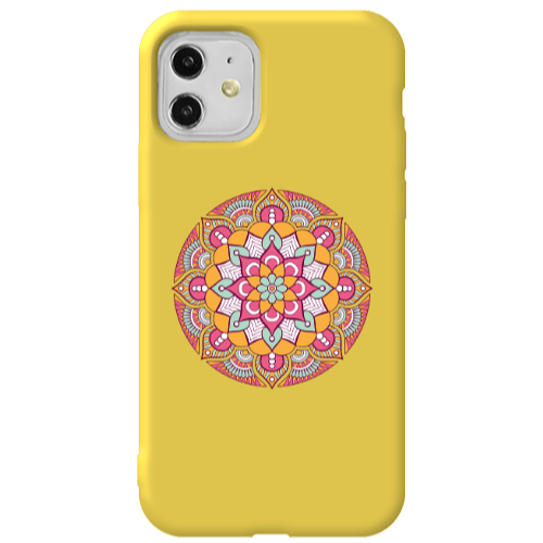 Apple iPhone 11  Mandala D103 Yellow Colored Silicone TPU Θήκη