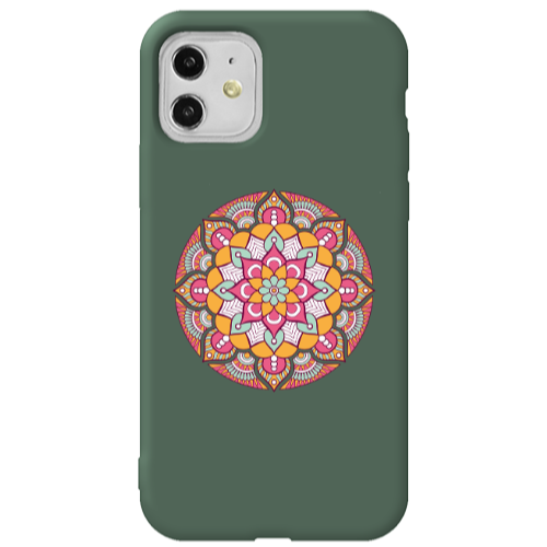 Apple iPhone 11  Mandala D103 Dark Green Colored Silicone TPU Θήκη