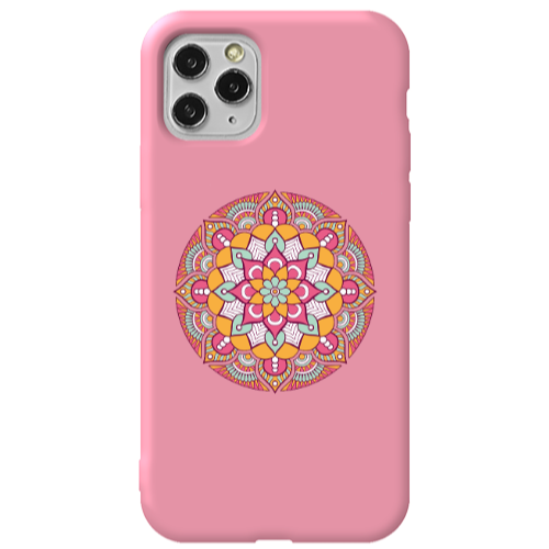 Apple iPhone 11 Pro Mandala D103 Pink Colored Silicone TPU Θήκη