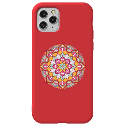 Apple iPhone 11 Pro Mandala D103 Red Colored Silicone TPU Θήκη