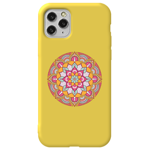 Apple iPhone 11 Pro Mandala D103 Yellow Colored Silicone TPU Θήκη