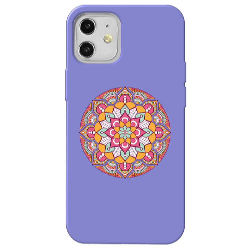 Apple iPhone 12 Mandala D103 Purple Colored Silicone TPU Θήκη