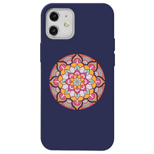 Apple iPhone 12 Mandala D103 Dark blue Colored Silicone TPU Θήκη