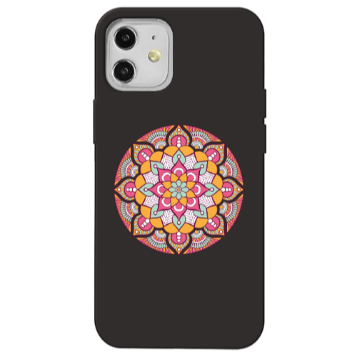 Apple iPhone 12 Mandala D103 Black Colored Silicone TPU Θήκη