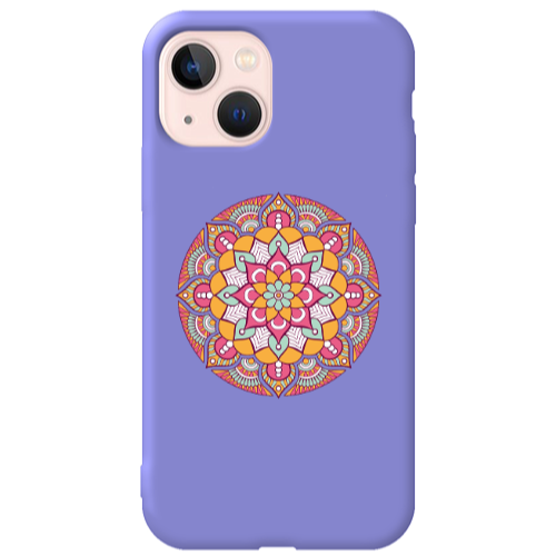 Apple iPhone 13 Mandala D103 Purple Colored Silicone TPU Θήκη