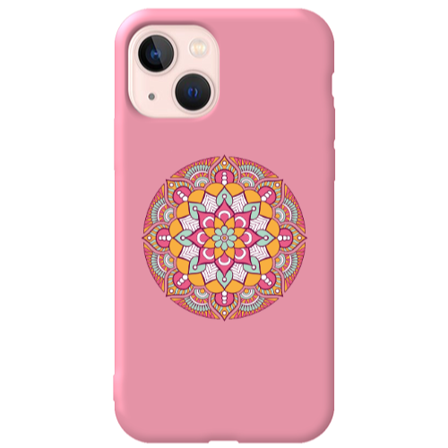 Apple iPhone 13 Mandala D103 Pink Colored Silicone TPU Θήκη